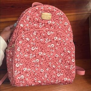 Michael Kors Pink Floral Canvas Backpack